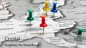  Presentation with route - Audience pleasing slide set consisting of map route marked backdrop and a light gray colored foreground