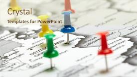  Presentation with route - PPT theme featuring map route marked background and a  colored foreground