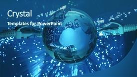  Presentation with fiber optic - Amazing PPT theme having map technology style against fiber backdrop and a ocean colored foreground