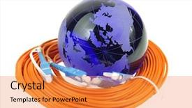  Presentation with fiber optic - PPT theme consisting of map technology style against fiber background and a gold colored foreground