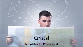  Presentation with paper planes - Cool new slide set with map with drawn paper plane backdrop and a light blue colored foreground