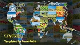  Presentation with world map - Theme with map with many nature photos background and a  colored foreground
