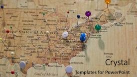  Presentation with marauders map - Audience pleasing theme consisting of map with pins shallow dof backdrop and a coral colored foreground