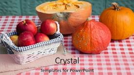  Presentation with water conservation protect nature concept - Theme enhanced with maple drinks - autumn nature concept fall pumpkins background and a coral colored foreground