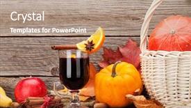  Presentation with still life crucifixion table - Cool new PPT theme with maple drinks - autumn still life with mulled backdrop and a coral colored foreground
