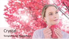  Presentation with autumn leaves falling - Presentation theme consisting of maple drinks - digital composite of autumn leaves background and a coral colored foreground