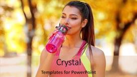  Presentation with drinking water - Presentation design enhanced with maple drinks - young beautiful woman drinking water background and a coral colored foreground