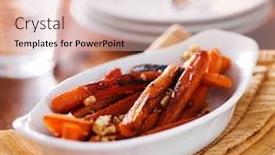  Presentation with maple - Theme with maple glazed carrots with walnuts background and a lemonade colored foreground