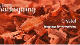  Presentation with autumn leaves - Presentation featuring maple leaf plain - thanksgiving greeting text against close-up background and a  colored foreground