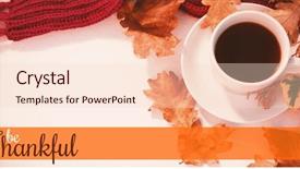  Presentation with black tea - Presentation theme featuring maple leaf plain - thanksgiving greeting text against cup background and a lemonade colored foreground