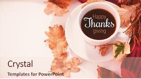  Presentation with black tea - Amazing presentation theme having maple leaf plain - thanksgiving greeting text against cup backdrop and a lemonade colored foreground