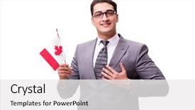  Presentation with lgbt diversity rainbow flag isolated - Audience pleasing presentation design consisting of maple leaf professional - young businessman with flag isolated backdrop and a white colored foreground