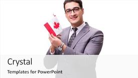  Presentation with lgbt diversity rainbow flag isolated - Colorful slide set enhanced with maple leaf professional - young businessman with flag isolated backdrop and a white colored foreground