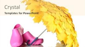  Presentation with maple leaves - Colorful slide deck enhanced with maple-leaves-umbrella-with-pink backdrop and a yellow colored foreground