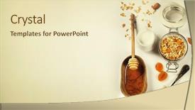  Presentation with nuts milk - Amazing slide set having maple seed - homemade granola with dried fruit backdrop and a cream colored foreground