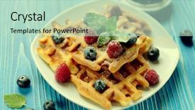  Presentation with sugaring - Presentation consisting of maple sugaring - belgian waffles with blueberries raspberries background and a mint green colored foreground