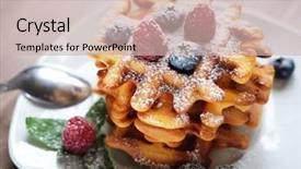  Presentation with sugaring - Beautiful presentation theme featuring maple sugaring - belgian waffles with blueberries raspberries backdrop and a soft green colored foreground