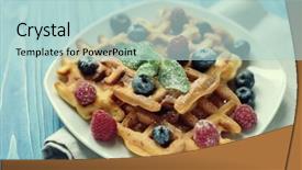  Presentation with sugaring - Cool new presentation with maple sugaring - belgian waffles with blueberries raspberries backdrop and a mint green colored foreground