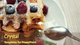  Presentation with sugaring - Colorful slide set enhanced with maple sugaring - belgian waffles with blueberries raspberries backdrop and a tawny brown colored foreground