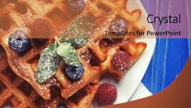 Presentation with sugaring - Presentation design having maple sugaring - belgian waffles with blueberries raspberries background and a coral colored foreground