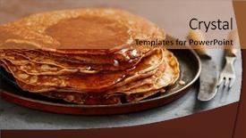  Presentation with sugaring - Slide deck having maple sugaring - homemade crepes with castor sugar background and a gold colored foreground