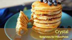  Presentation with blueberries - Slide set consisting of maple sugaring - stack of delicious pancakes background and a gold colored foreground