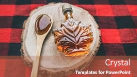  Presentation with farm food - Colorful slide set enhanced with maple-syrup-bottle-quebec-cultural backdrop and a red colored foreground