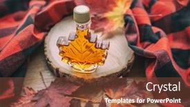  Presentation with tree farm - Slide deck having maple-syrup-gift-bottle background and a tawny brown colored foreground