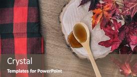  Presentation with farm food - Slides with maple-syrup-in-wooden-spoon background and a coral colored foreground