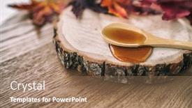  Presentation with maple - Beautiful PPT theme featuring maple-syrup-sugar-liquid backdrop and a coral colored foreground