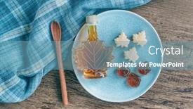  Presentation with rustic spring - Colorful PPT theme enhanced with maple-syrup-sugar-shack-restaurant backdrop and a teal colored foreground