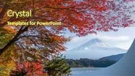  Presentation with japan beautiful landscape mountain fuji - Colorful theme enhanced with maple tree and mountain fuji backdrop and a tawny brown colored foreground
