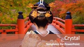  Presentation with traditional japan - Audience pleasing PPT theme consisting of maple trees in autumn japan backdrop and a coral colored foreground