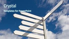  Presentation with directional - Amazing slide deck having maps roads - blank directional arrow sign post backdrop and a ocean colored foreground