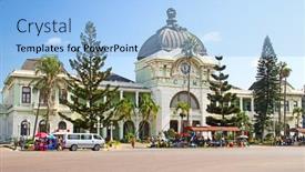  Presentation with bus station - Theme having maputo-mozambique-april-29-main background and a light blue colored foreground