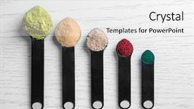  Presentation with measuring - Presentation design having maqui berry - composition with various colorful superfood background and a white colored foreground