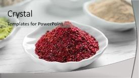  Presentation with acai berry smoothie bowl - Beautiful presentation theme featuring maqui berry powder in white backdrop and a mint green colored foreground