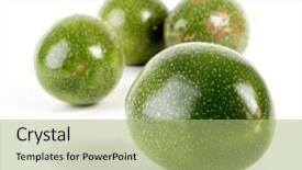  Presentation with studio - Audience pleasing PPT theme consisting of two fresh yellow passion fruit - maracuya on white background backdrop and a mint green colored foreground