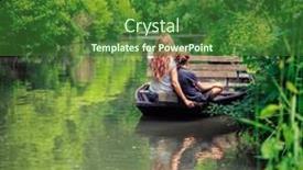  Presentation with wooden boat at sea edge - PPT layouts having marais-poitevin-boardwalk-in-wooden background and a forest green colored foreground