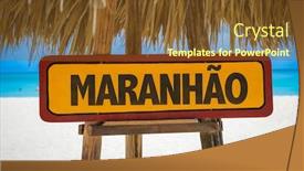  Presentation with beach - Beautiful PPT layouts featuring maranhao-sign-with-beach-background backdrop and a tawny brown colored foreground