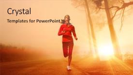 Presentation with morning sunrise - Presentation featuring marathon and fitness healthy active background and a coral colored foreground
