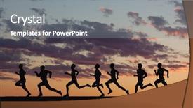  Presentation with runners - Cool new theme with marathon black silhouettes of runners backdrop and a gray colored foreground