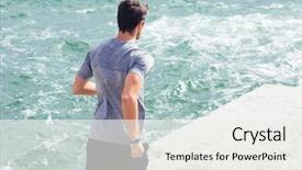  Presentation with adventure sports man - PPT theme featuring marathon free - back view portrait of sports background and a white colored foreground
