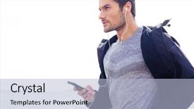  Presentation with adventure sports man - PPT layouts enhanced with marathon free - portrait of a young sports background and a light blue colored foreground