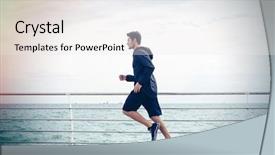  Presentation with adventure sports man - Audience pleasing slide set consisting of marathon free - side view portrait backdrop and a white colored foreground