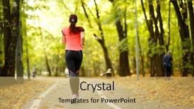  Presentation with marathon - Audience pleasing PPT layouts consisting of marathon free - young fitness woman running backdrop and a yellow colored foreground