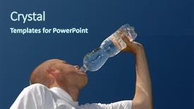  Presentation with marathon man - PPT theme featuring marathon free - young man with a bottle background and a ocean colored foreground