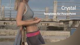  Presentation with morning sunrise - Presentation design consisting of marathon free - young pretty blonde female wearing background and a gray colored foreground