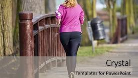  Presentation with bbq park - Presentation theme consisting of marathon free - young woman jogging background and a light gray colored foreground