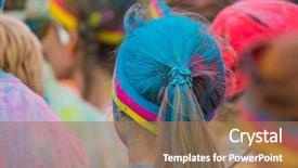  Presentation with color powder - Presentation design featuring marathon people covered with color background and a coral colored foreground
